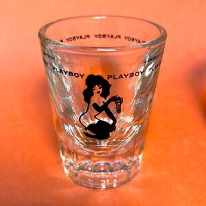 2 Vintage Playboy Bunny w/ Club Key Shot Glasses 60's Leroy Neiman Femlin Logo!